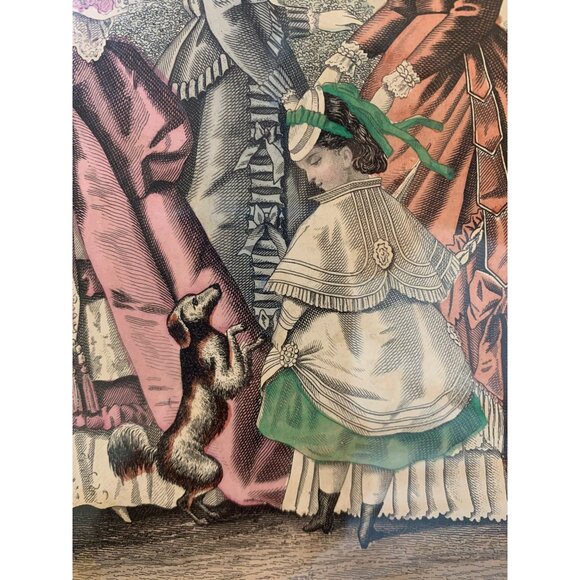 Antique Victorian Fashion Print Art Decorative Matte 1850's 14" x 12" Decor 7412 - Picture 9 of 10